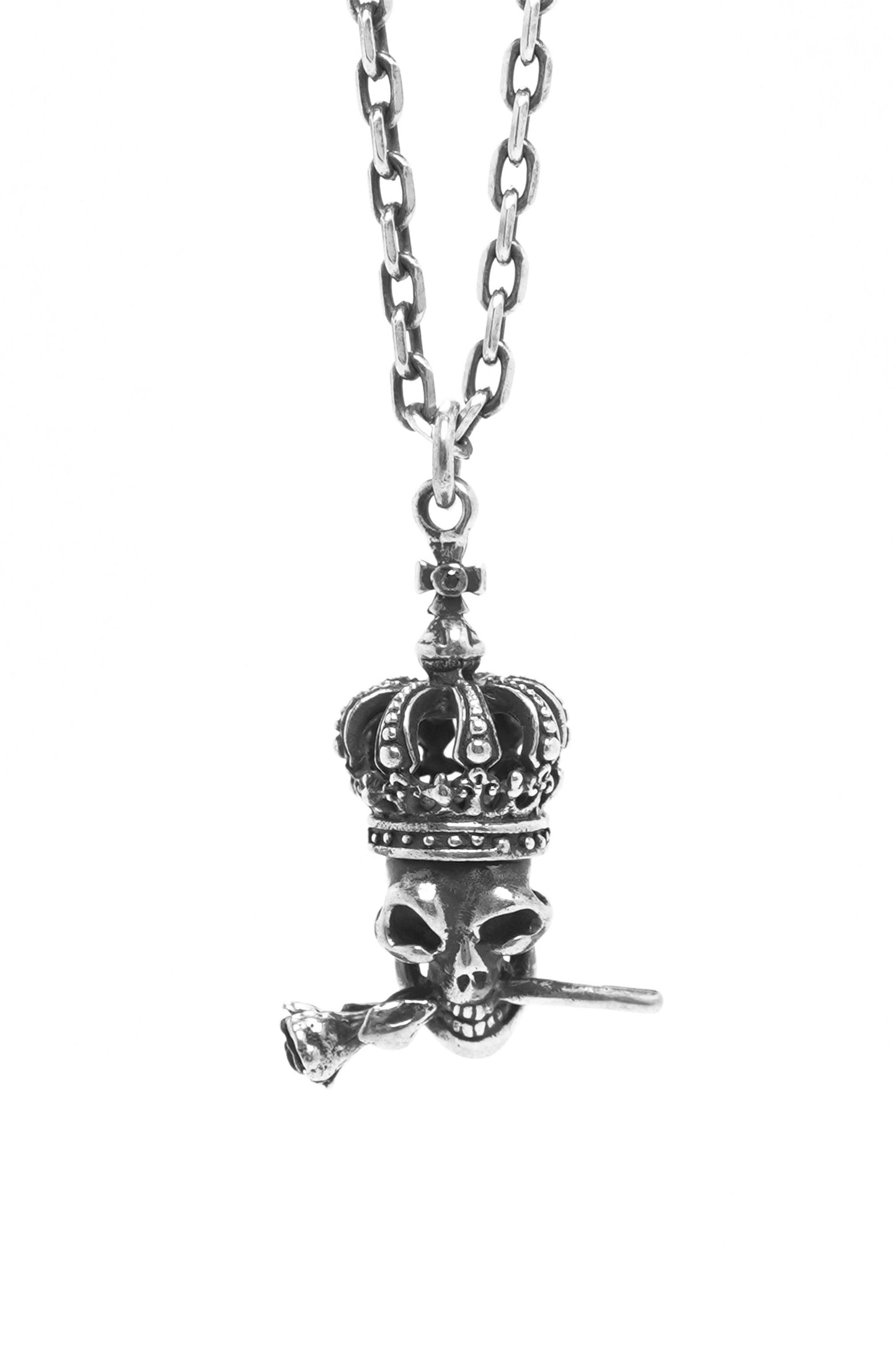 Retro Skull Rose 925 Sterling Silver Pendant