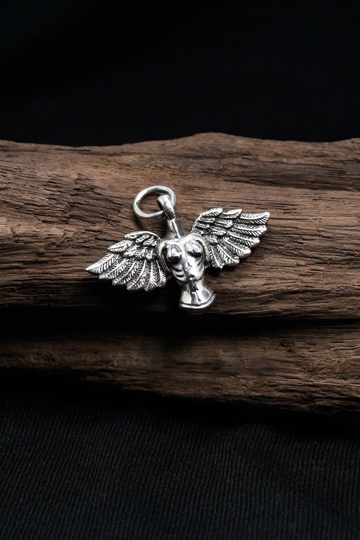 Retro Angel Wings 925 Silver Cross Pendant