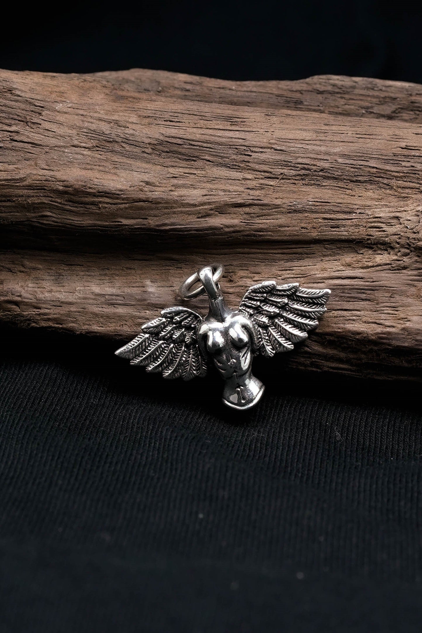 Retro Angel Wings 925 Silver Cross Pendant