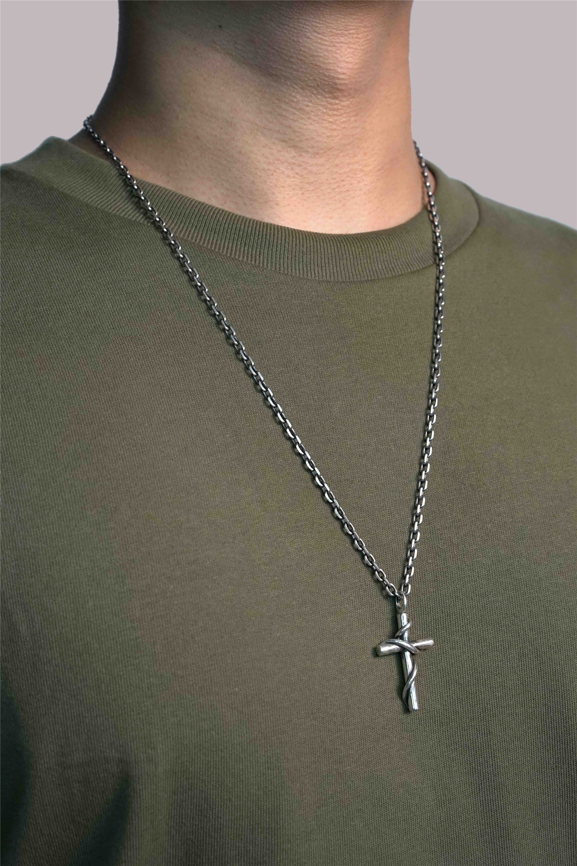 Vintage Handmade Sterling Silver Cross Pendant