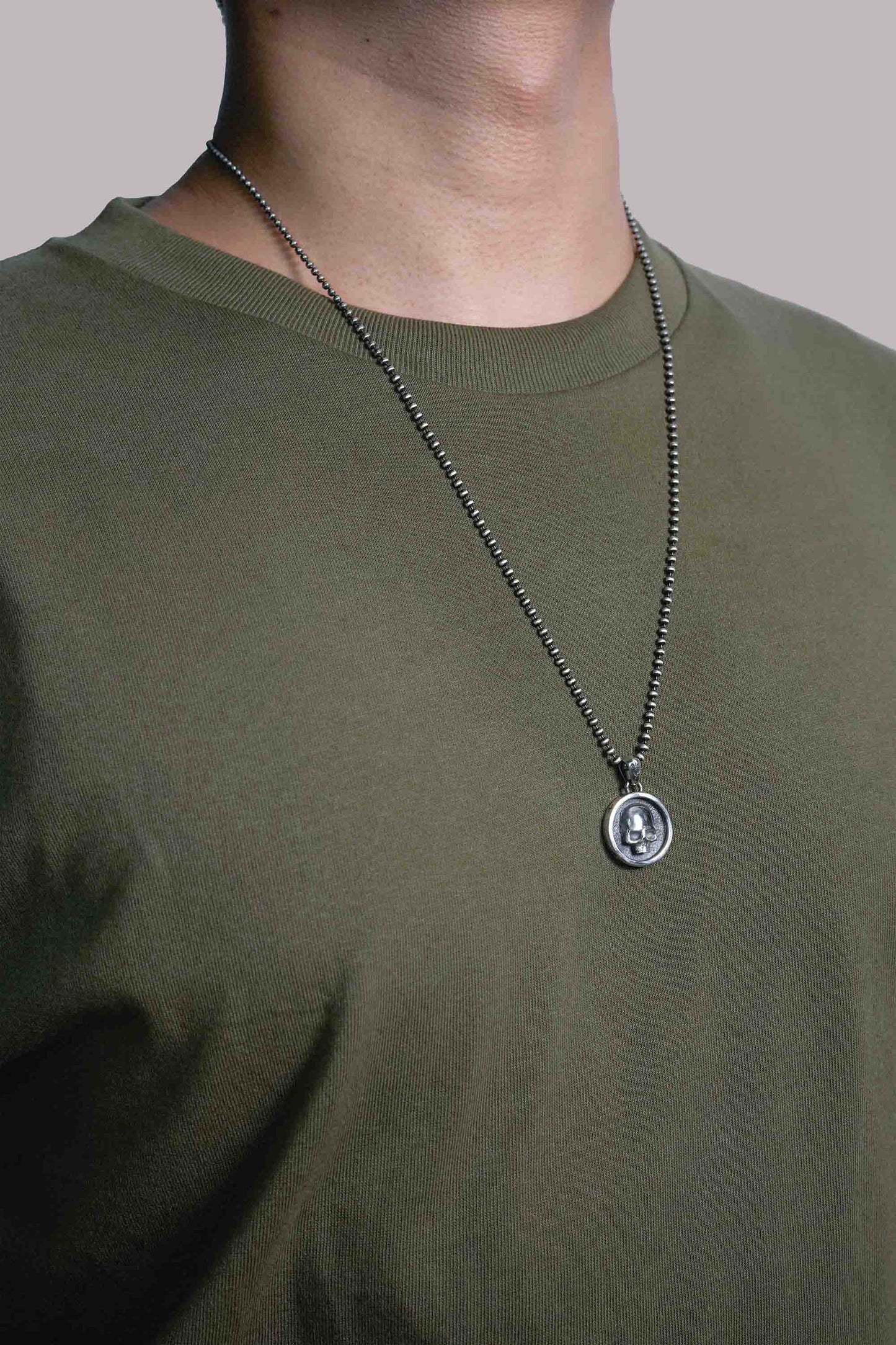 Retro Skull 925 Sterling Silver Coin Pendant