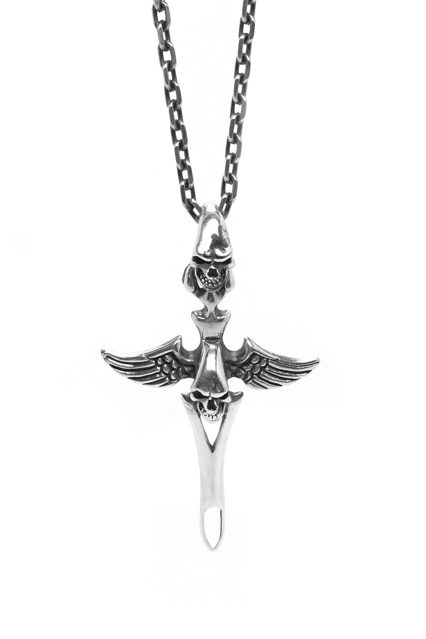 Retro Sterling Silver Cross Skull Pendant