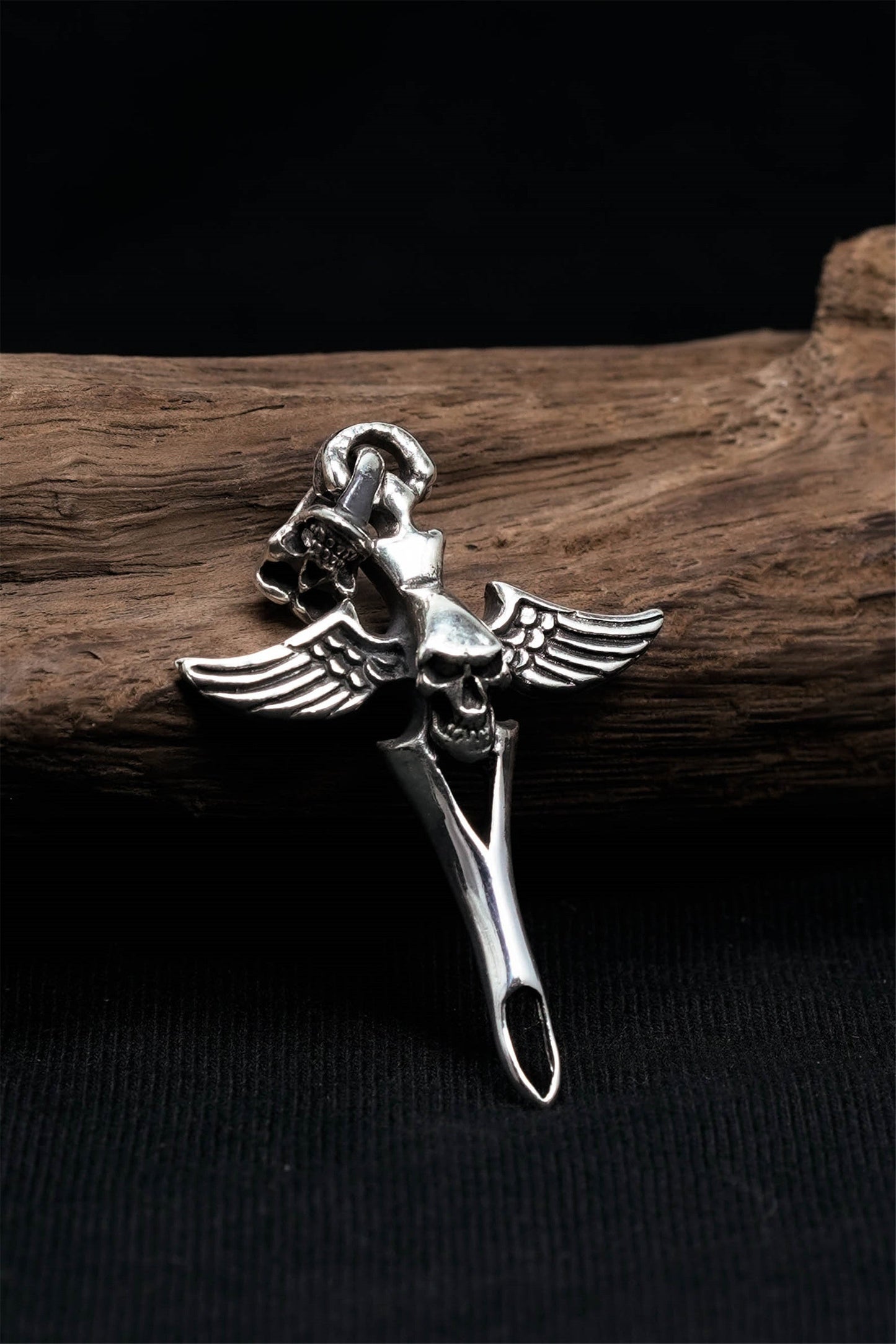 Retro Sterling Silver Cross Skull Pendant