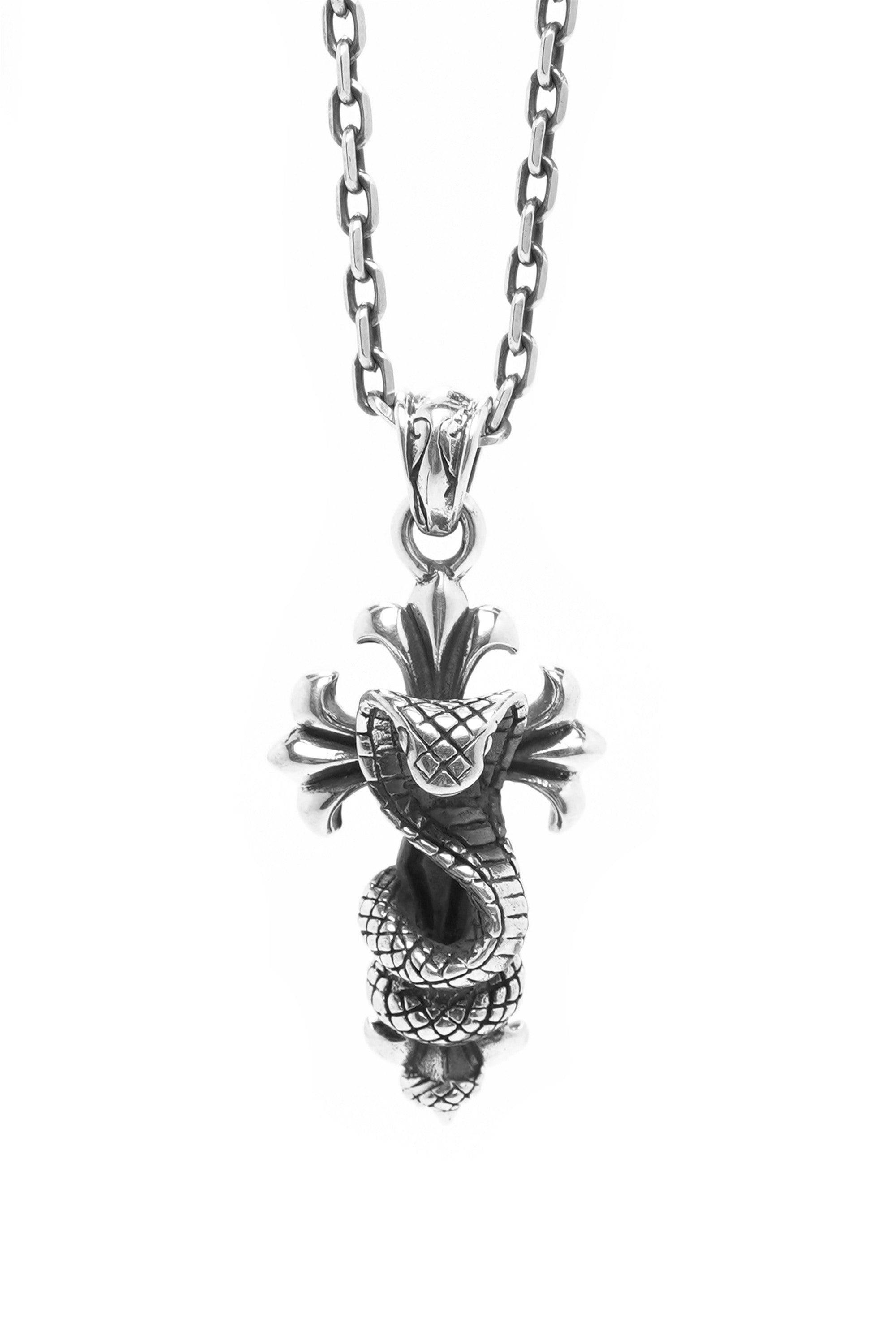 Snake Cross Pendant Retro 925 Sterling Silver