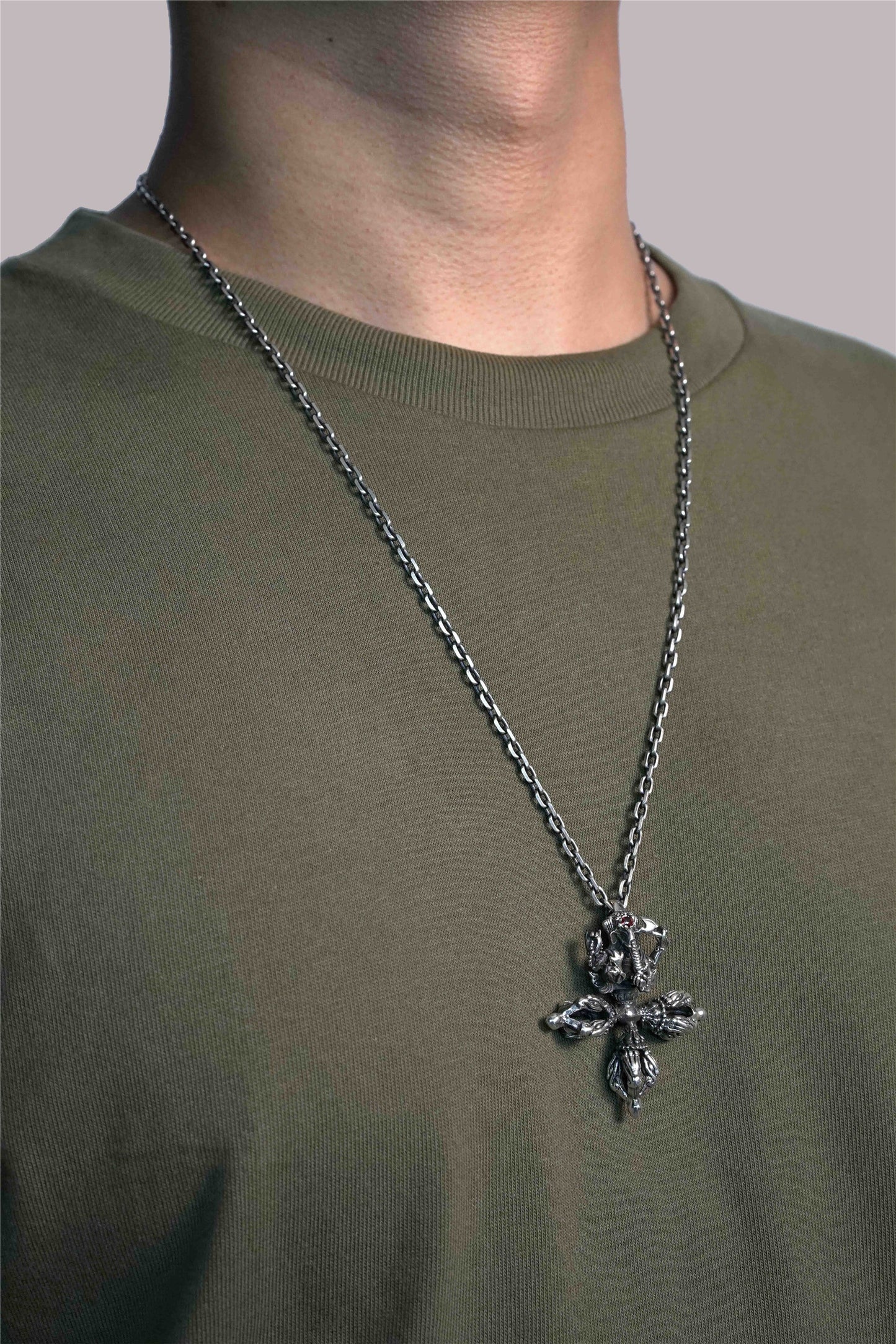Elephant Trunk Instrument Pendant Retro 925 Sterling Silver