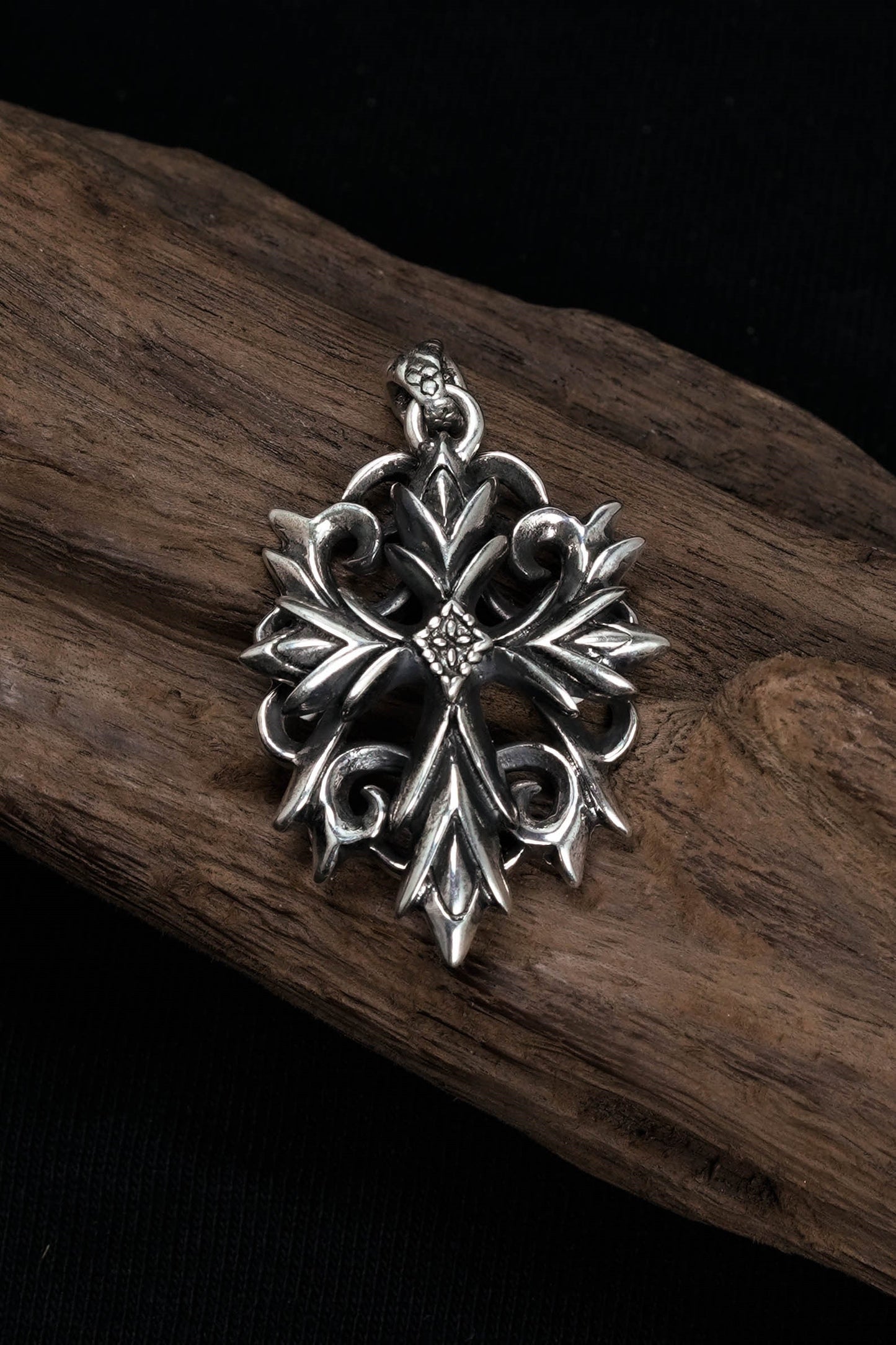 Double Cross Pendant Retro 925 Sterling Sliver