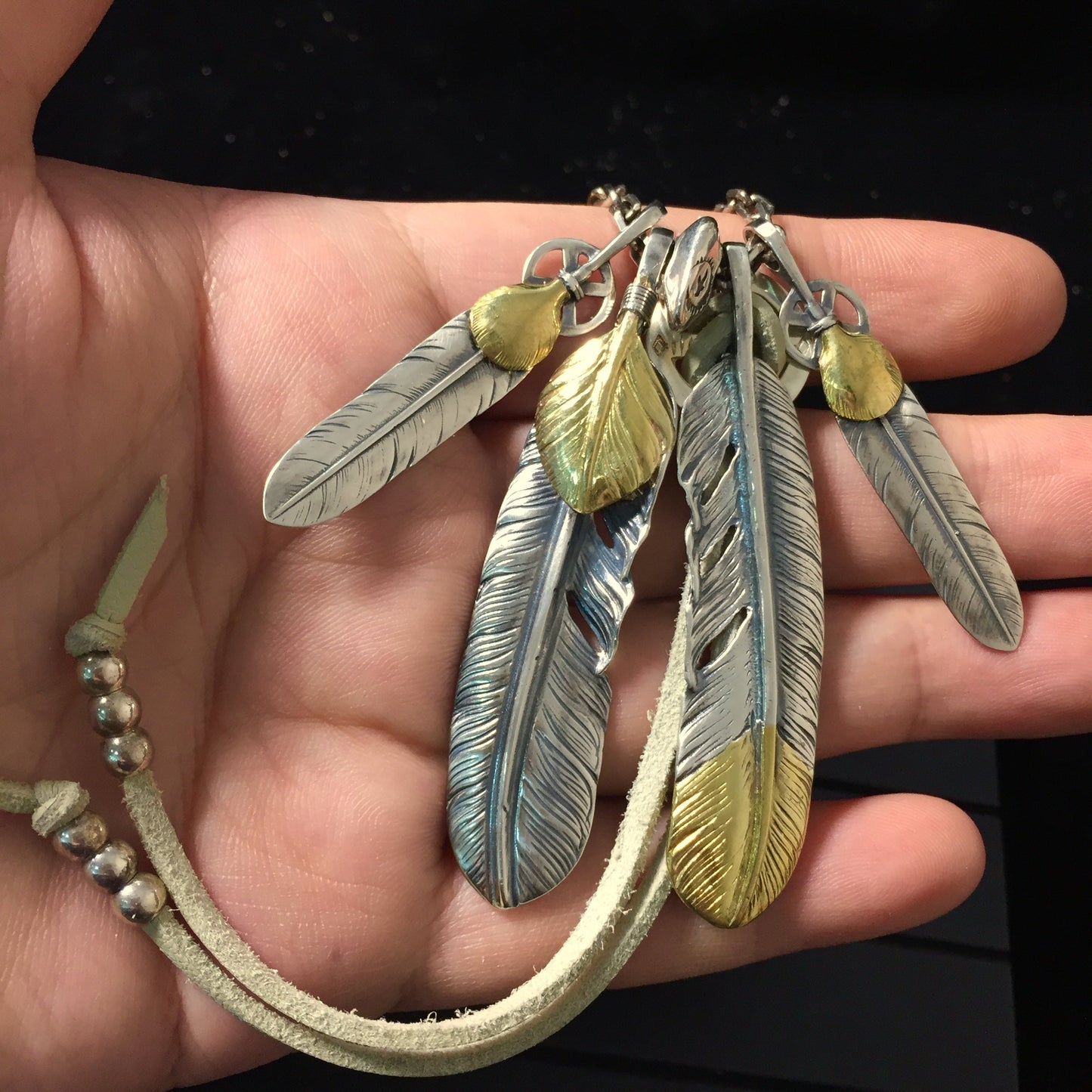 925 Sterling Silver Takahashi Goro Retro Feather Necklace Set