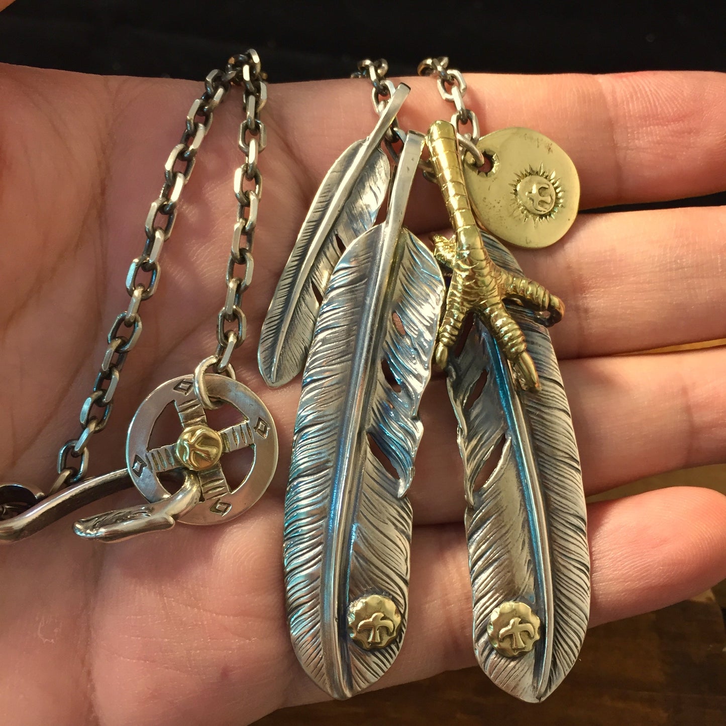 Eagle Claw Feather Necklace Set Retro Takahashi Goro 925 Sterling Silver