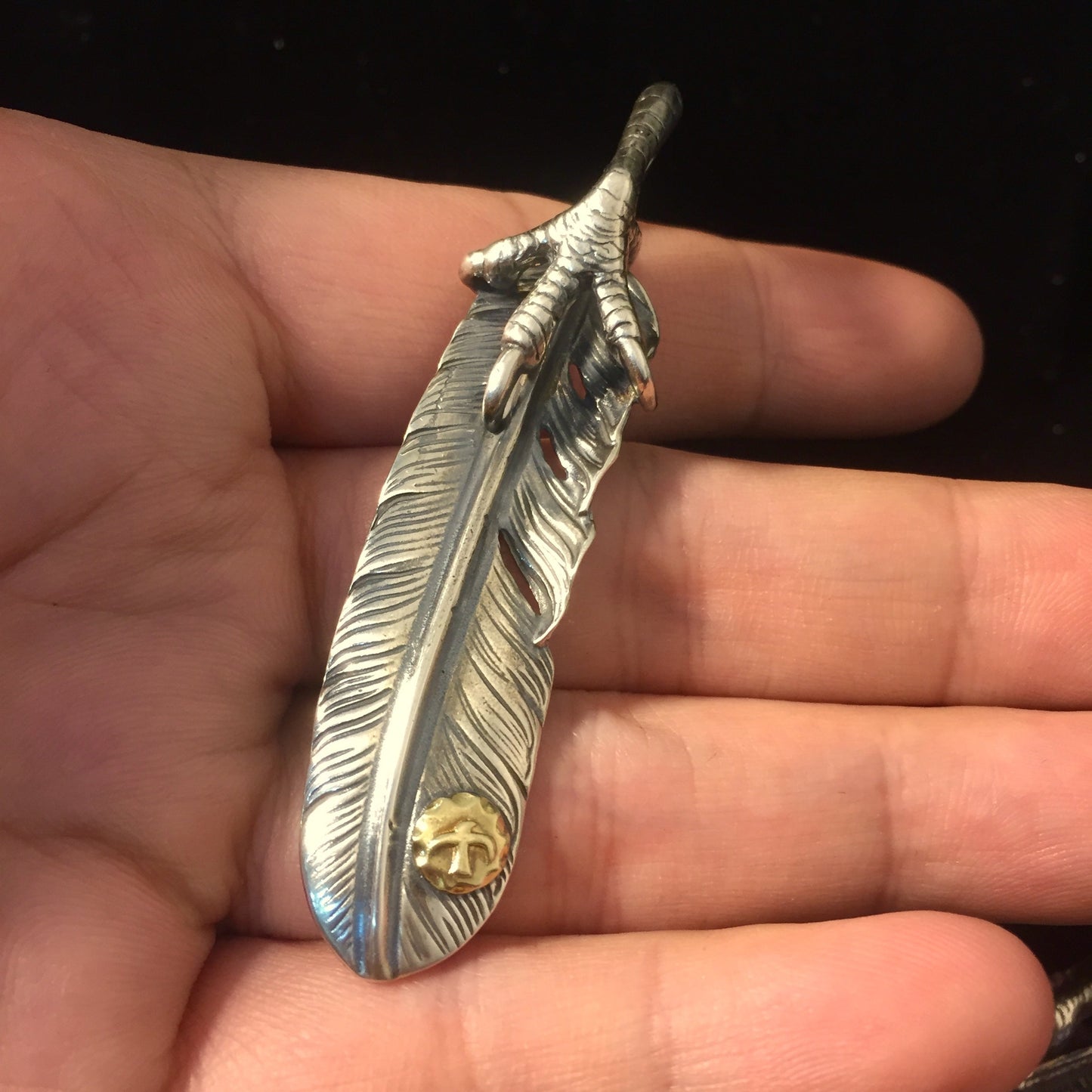 Left Eagle Claw Feather Retro 925 Silver Pendant Japan Takahashi Goro