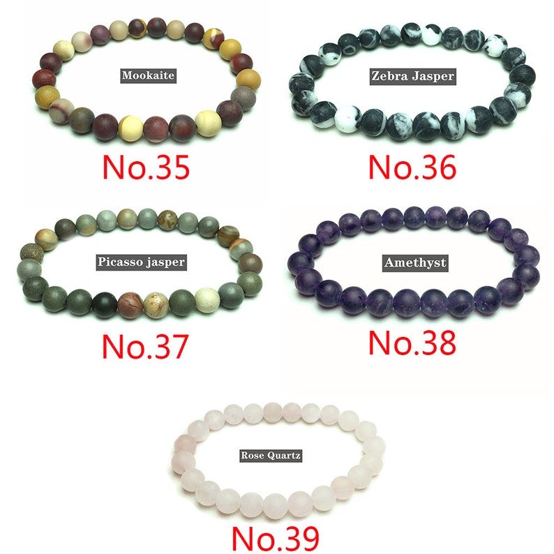 Matted Beads Bracelet Genuine Gemstone Round Beaded Crystal Bracelet (7.5 Inches)