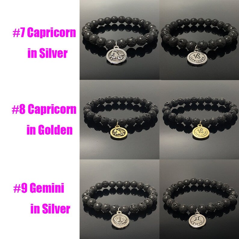 Zodiac Volcano Lava Stretchy Bracelet, Horoscope HD Bracelet