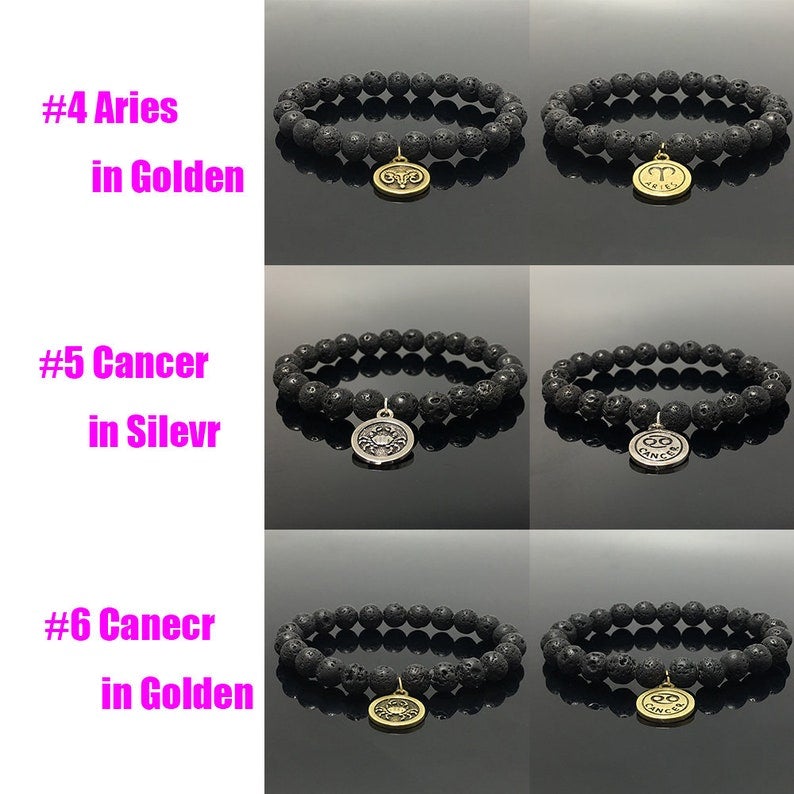 Zodiac Volcano Lava Stretchy Bracelet, Horoscope HD Bracelet
