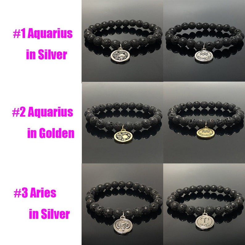 Zodiac Volcano Lava Stretchy Bracelet, Horoscope HD Bracelet
