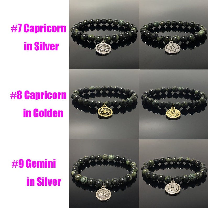 Zodiac Kambaba Stretchy Bracelet Twelve Constellations Bracelet 8mm Gemstone Beaded Bracelet Choose Your Sign Men Women Bracelet Gift