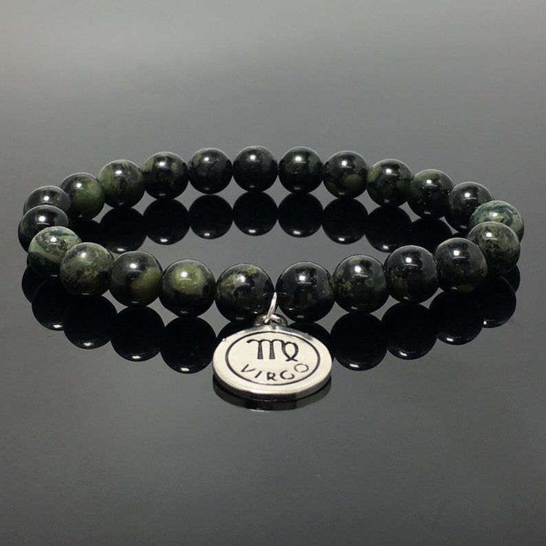 Zodiac Kambaba Stretchy Bracelet Twelve Constellations Bracelet 8mm Gemstone Beaded Bracelet Choose Your Sign Men Women Bracelet Gift