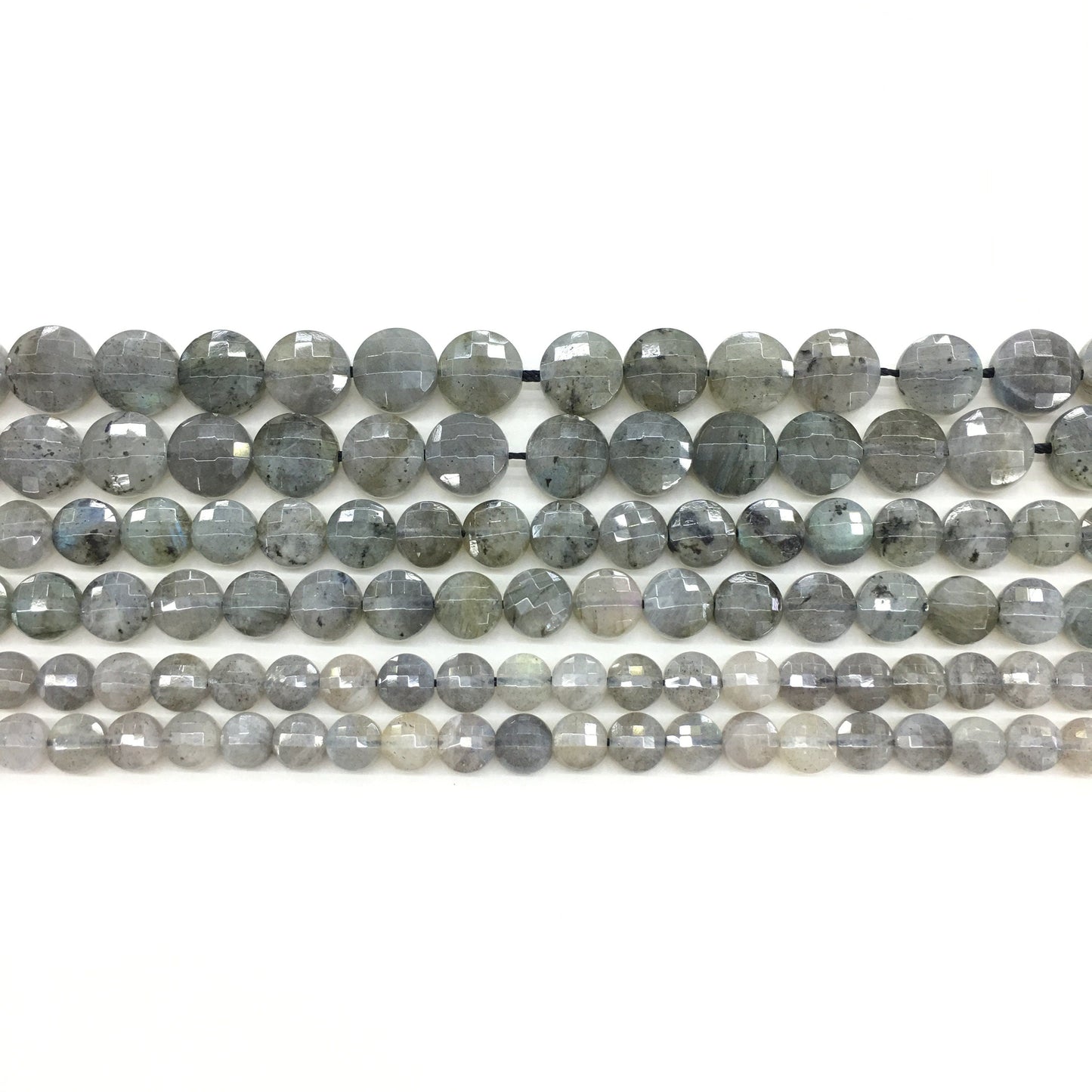 Natural Labradorite or Gray Moonstone Faceted Flat Coin