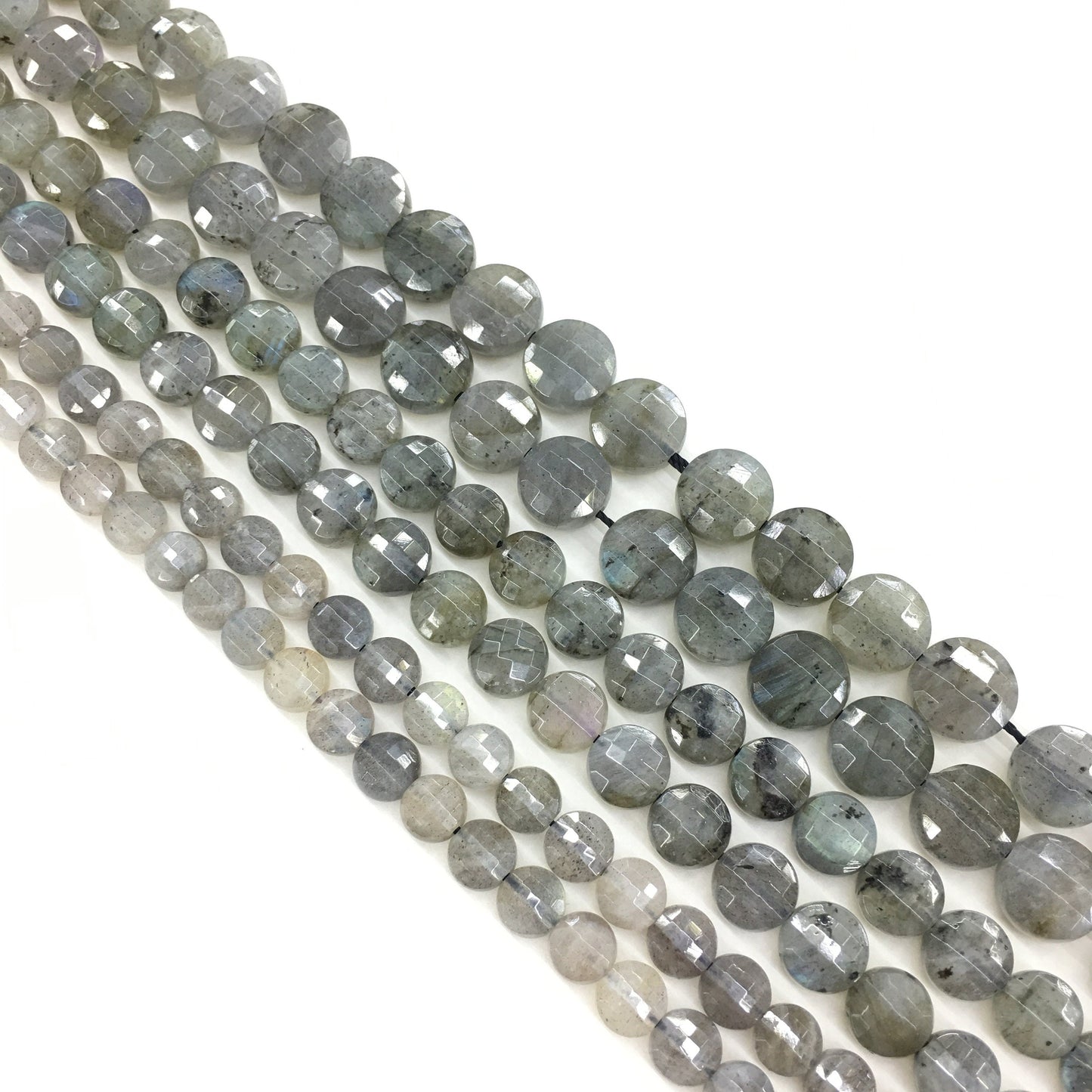 Natural Labradorite or Gray Moonstone Faceted Flat Coin