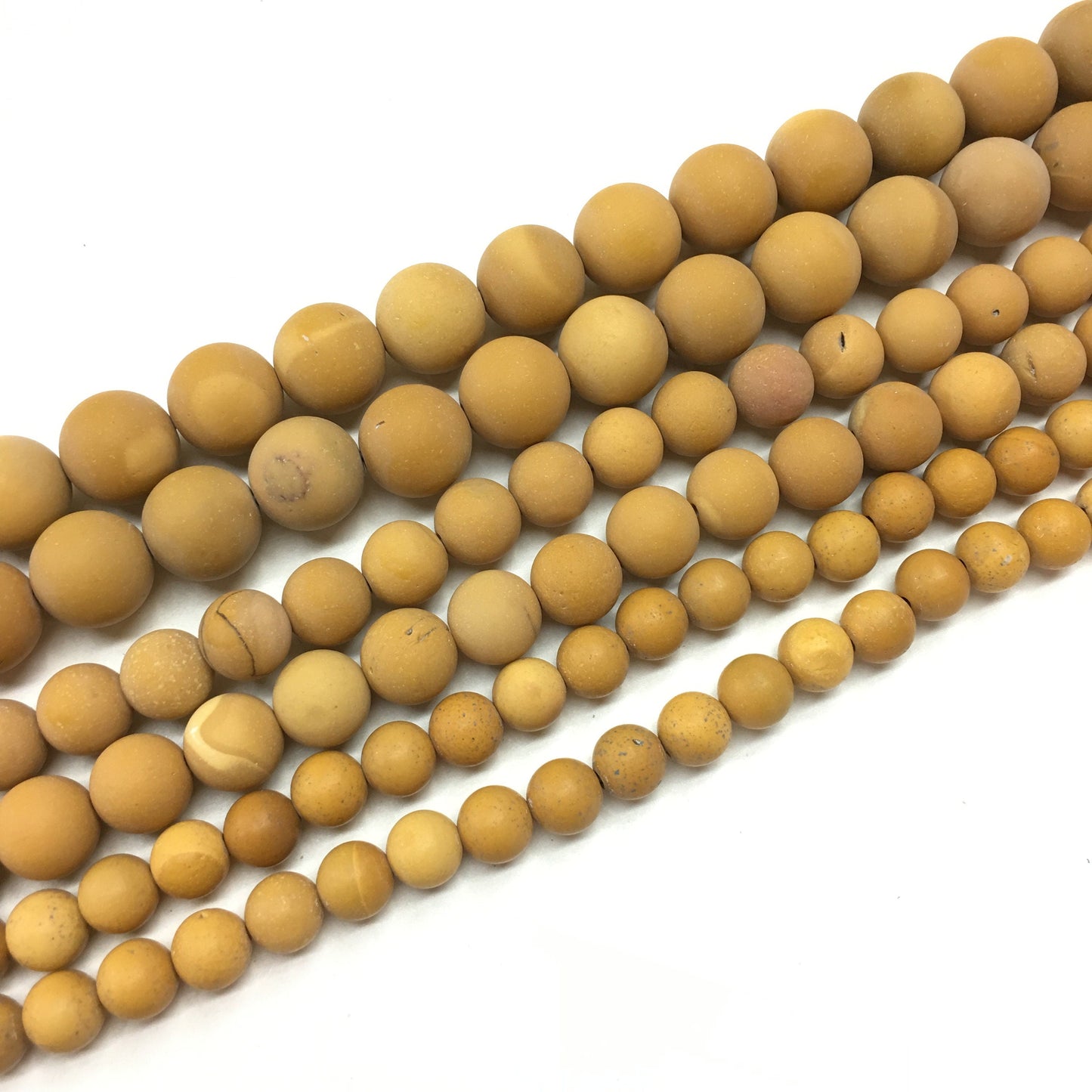 Natural Mookaite Yellow Matte Round Beads
