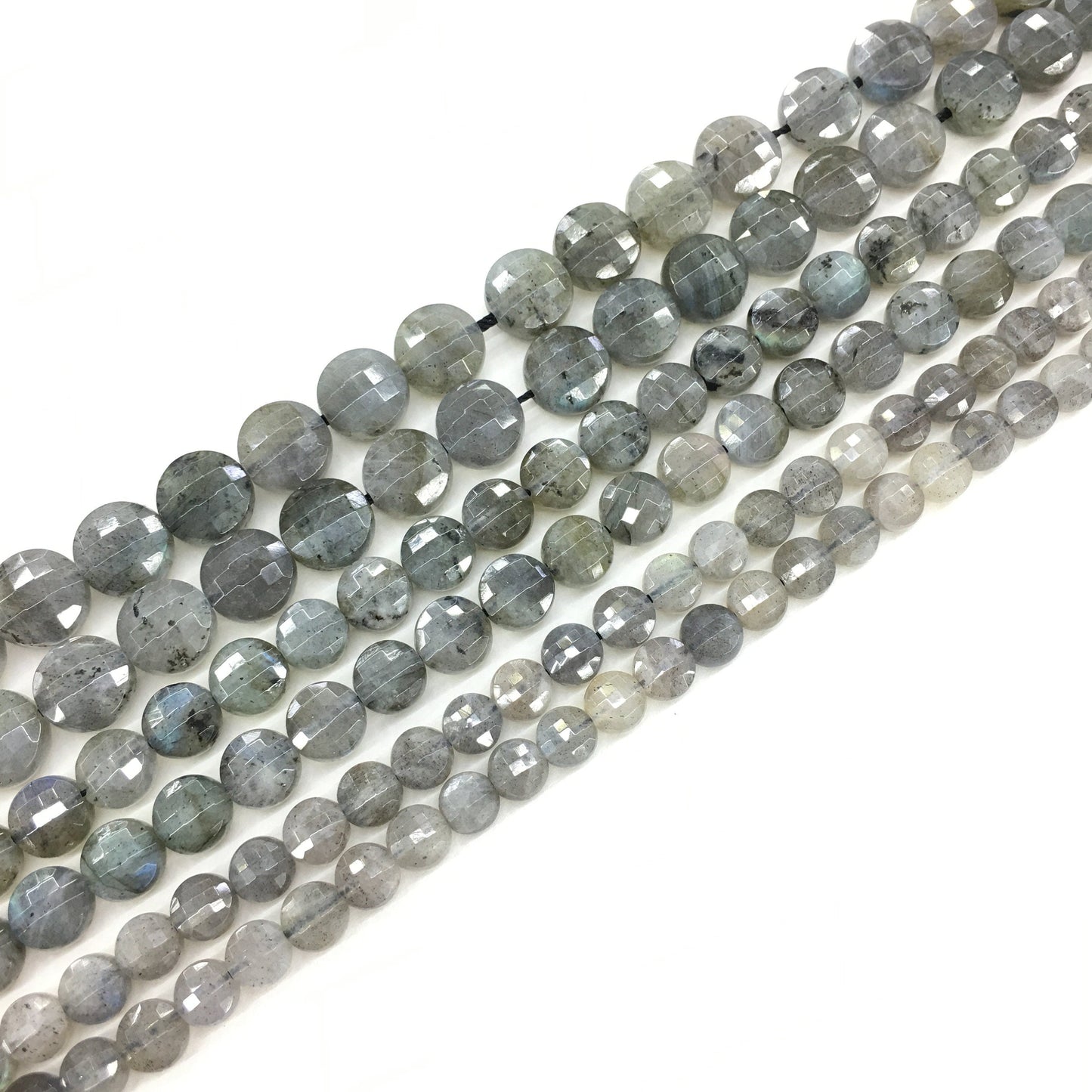 Natural Labradorite or Gray Moonstone Faceted Flat Coin