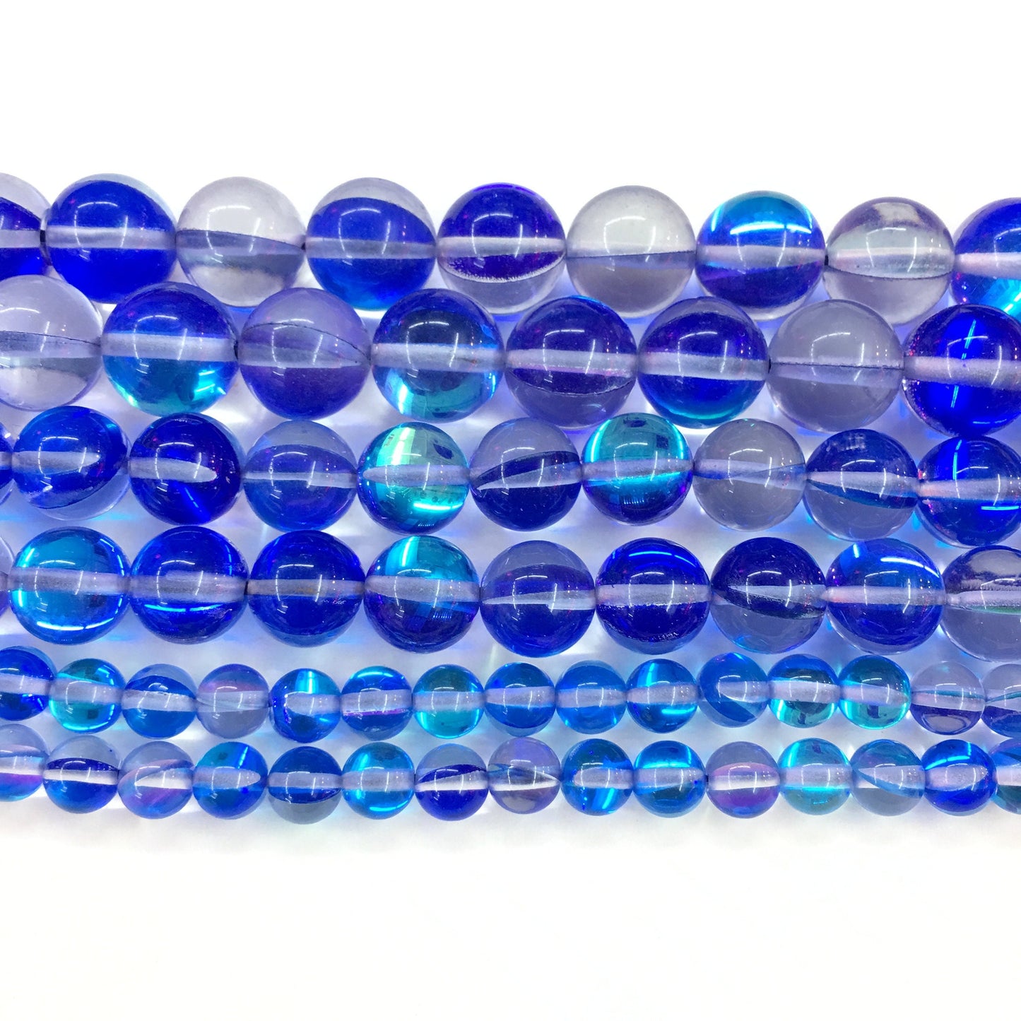 Blue AB Crystal Quartz Round Loose Bead