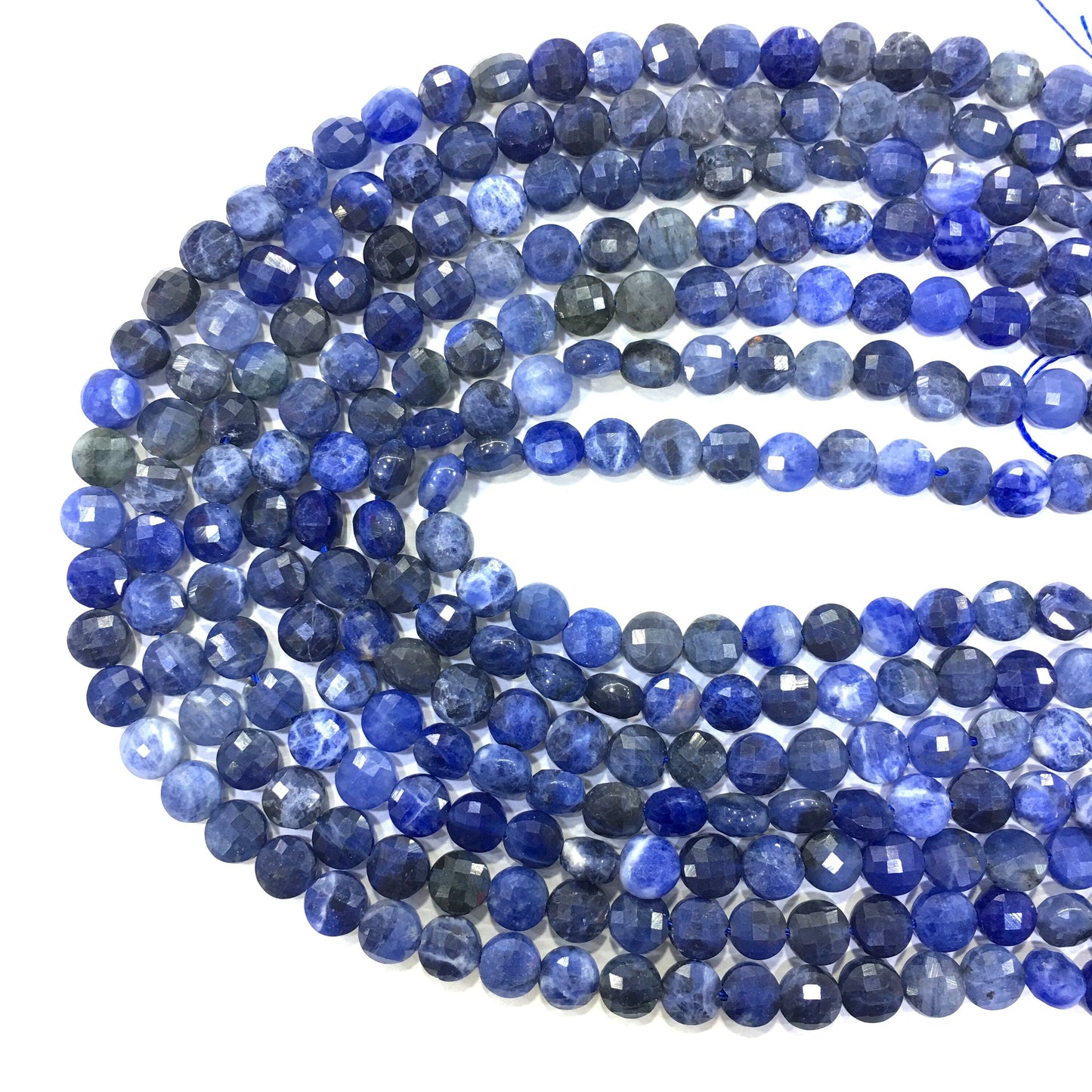 Natural Blue Sodalite Faceted Small Coin