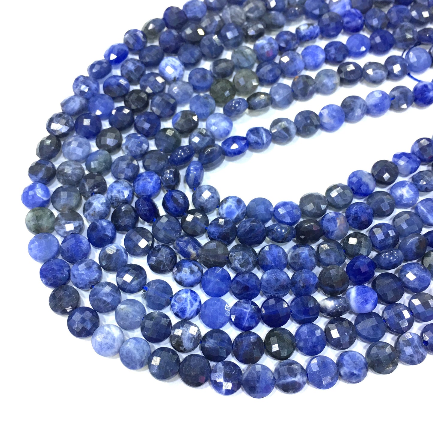 Natural Blue Sodalite Faceted Small Coin
