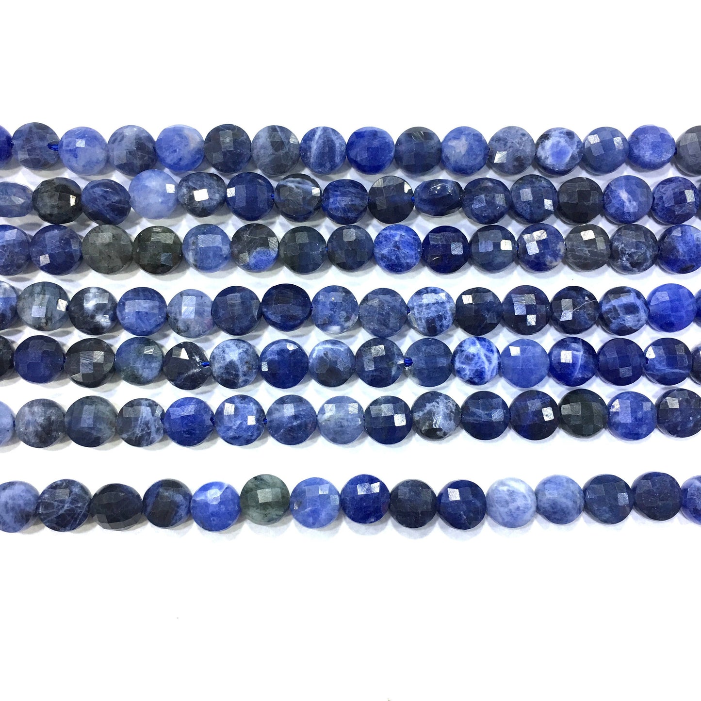 Natural Blue Sodalite Faceted Small Coin
