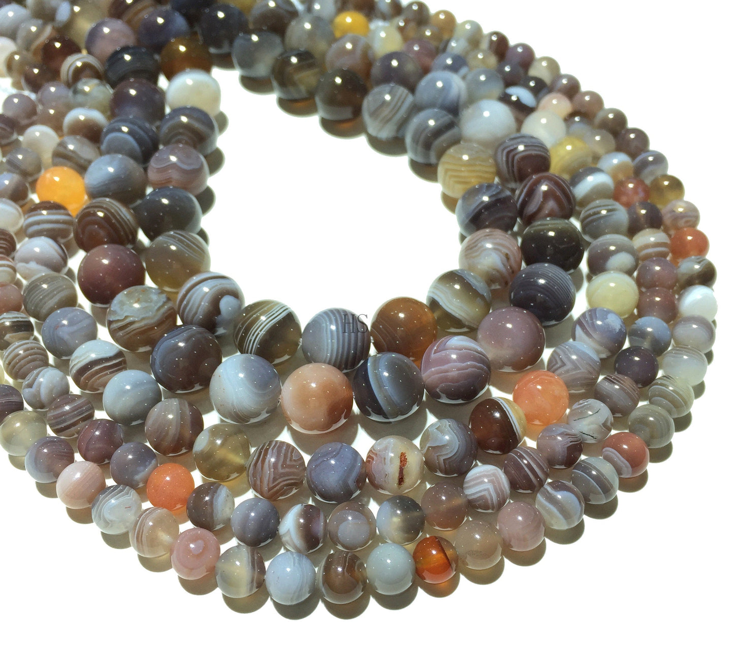 Natural Botswana Agate Round Beads