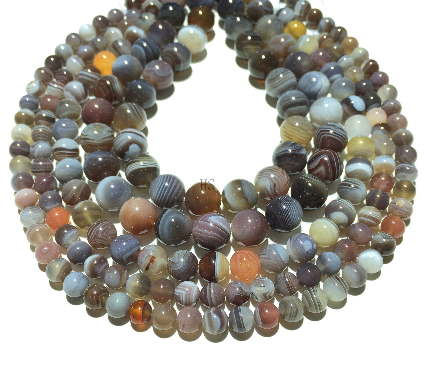 Natural Botswana Agate Round Beads