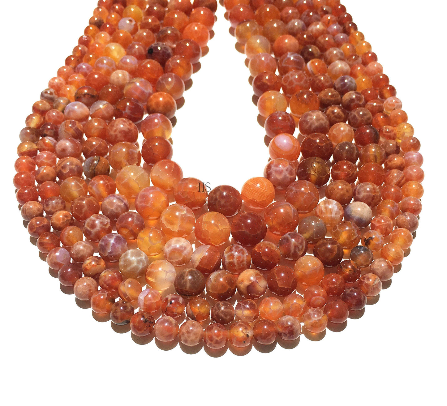 Natural Orange Bostwana Agate Round Beads