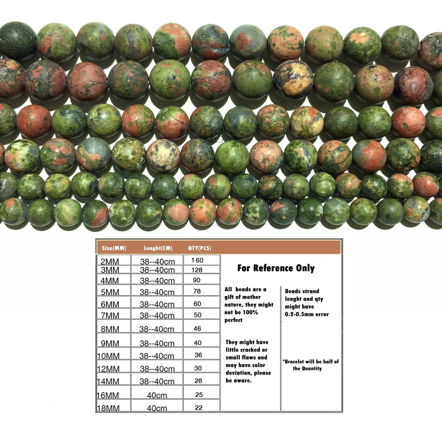 Natural Unikate Matte Round beads