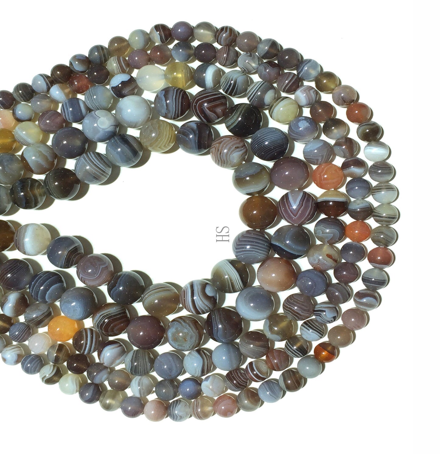 Natural Botswana Agate Round Beads