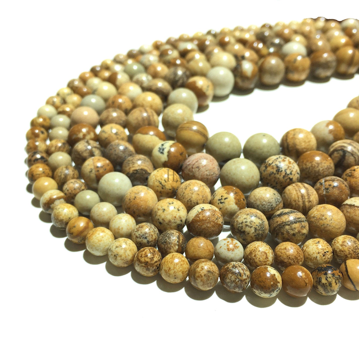 Natural Picture Jasper Round Beads