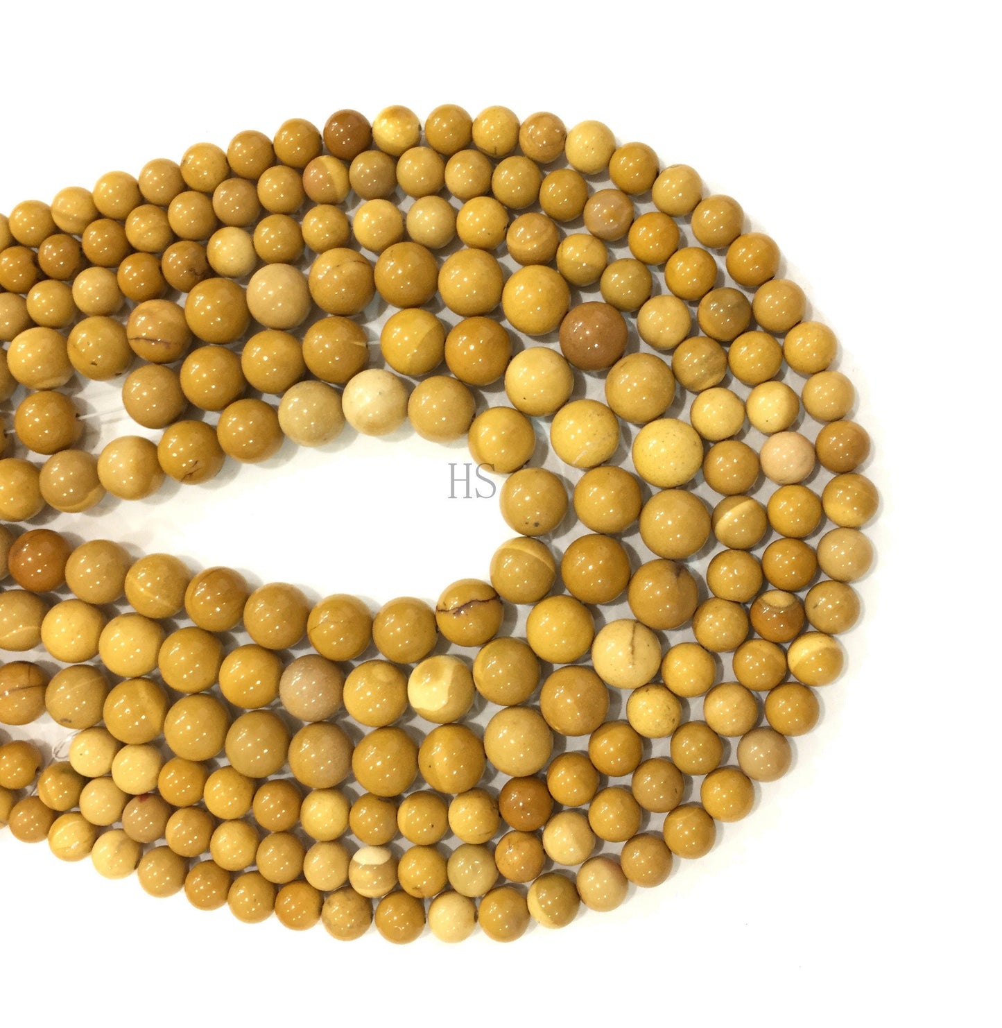 Natural Yellow Mookaite Jasper Round Beads