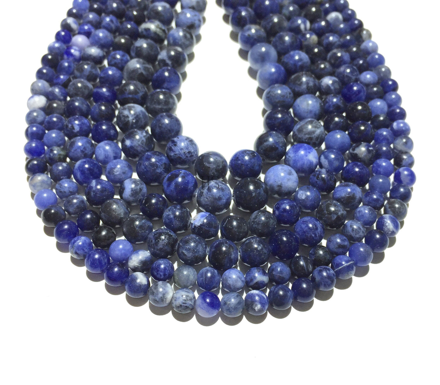 Natural Sodalite & Blue Jasper Round Beads