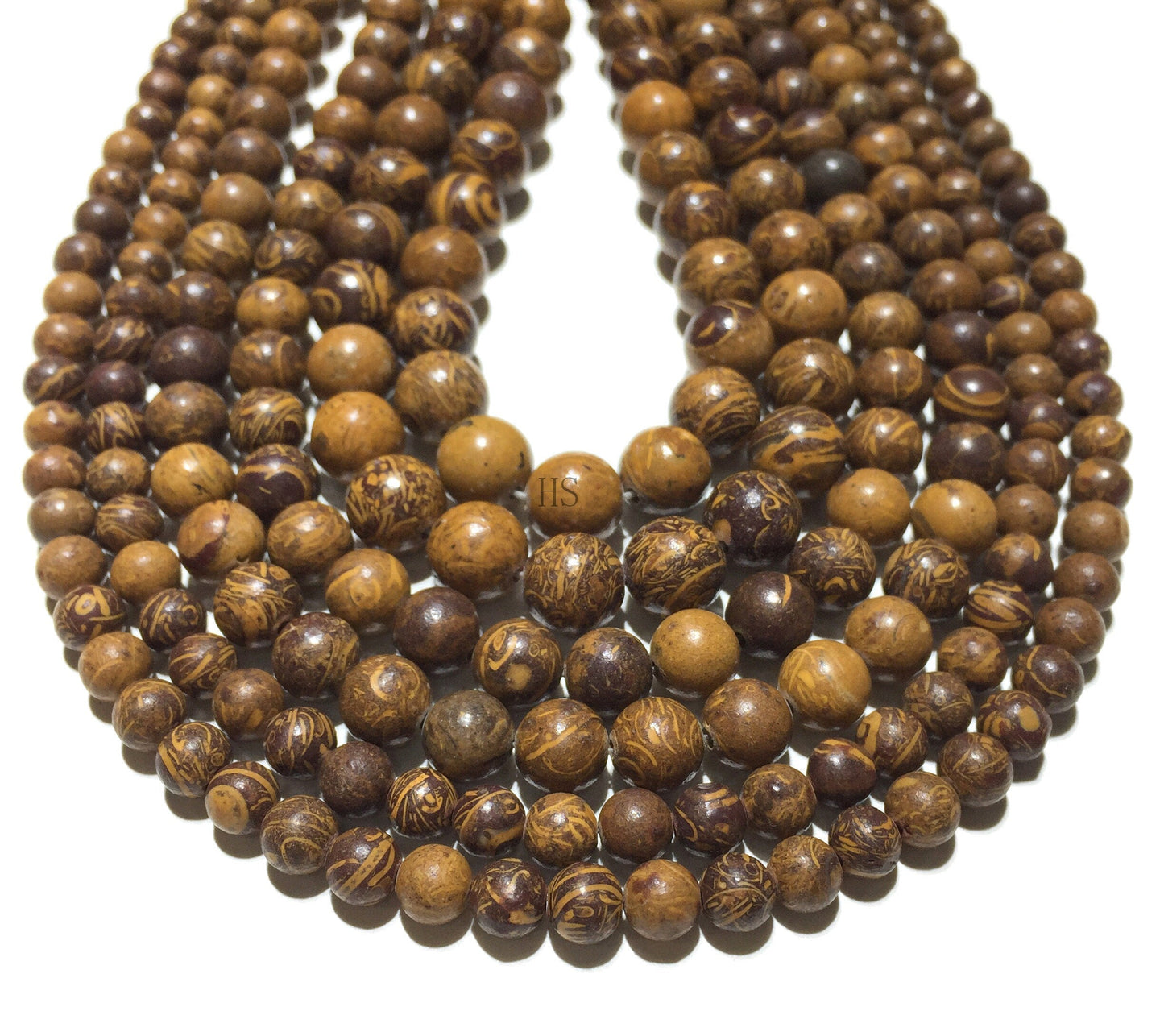 Natural Elephant Skin Jasper Round Beads