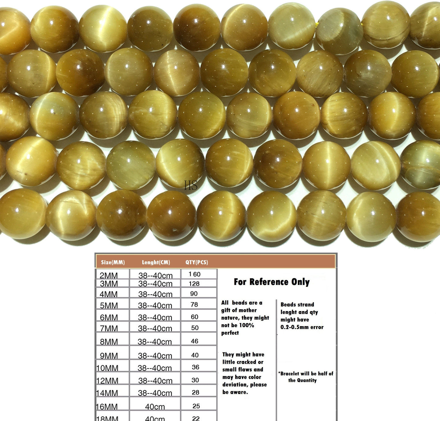 Natural Golden Honey Tiger Eye Round Beads