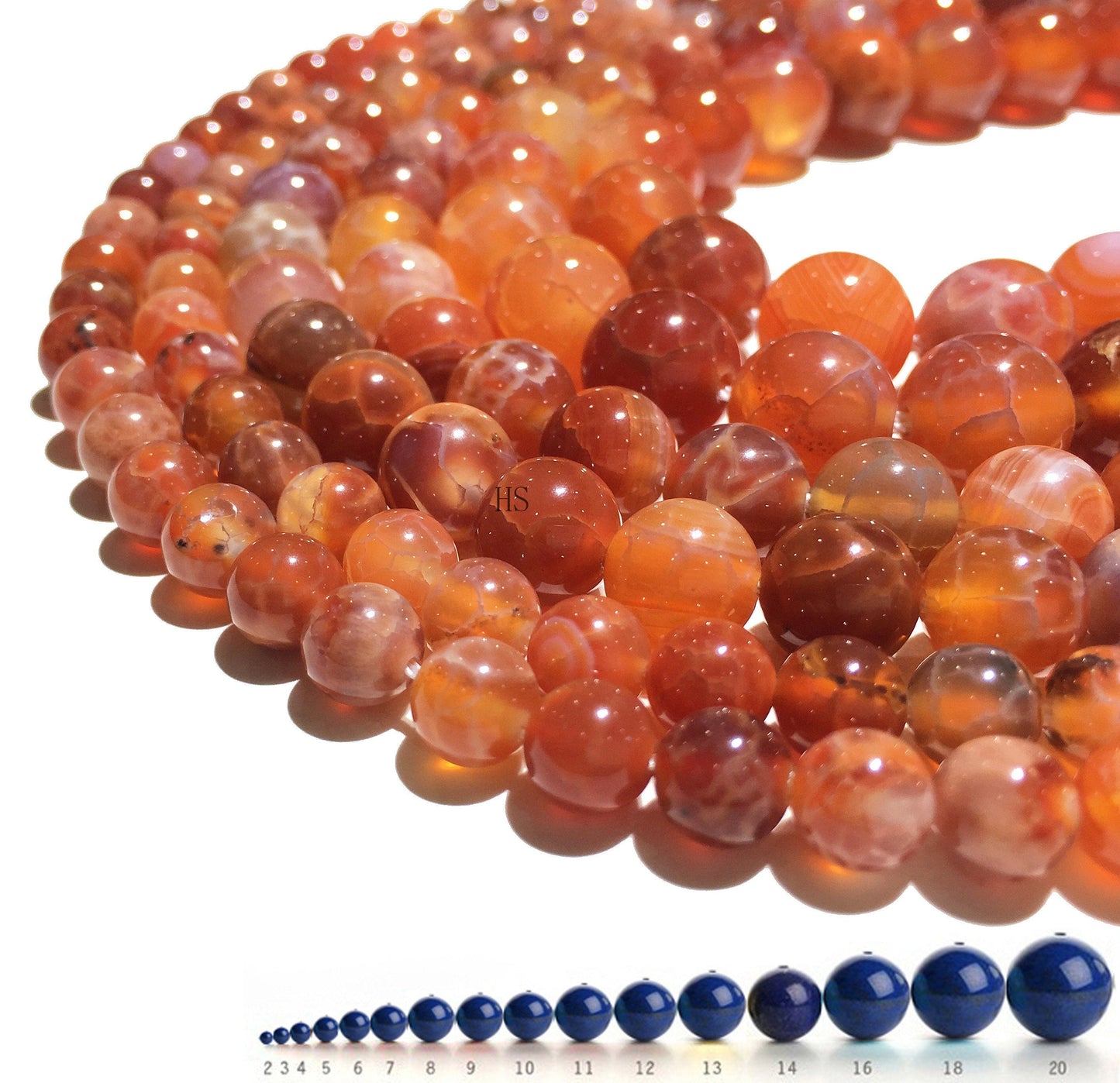 Natural Orange Bostwana Agate Round Beads