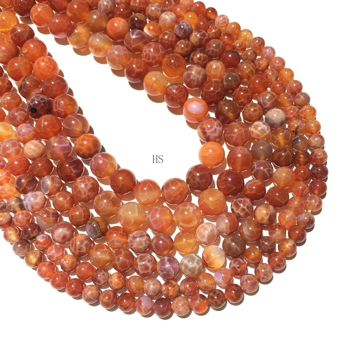 Natural Orange Bostwana Agate Round Beads