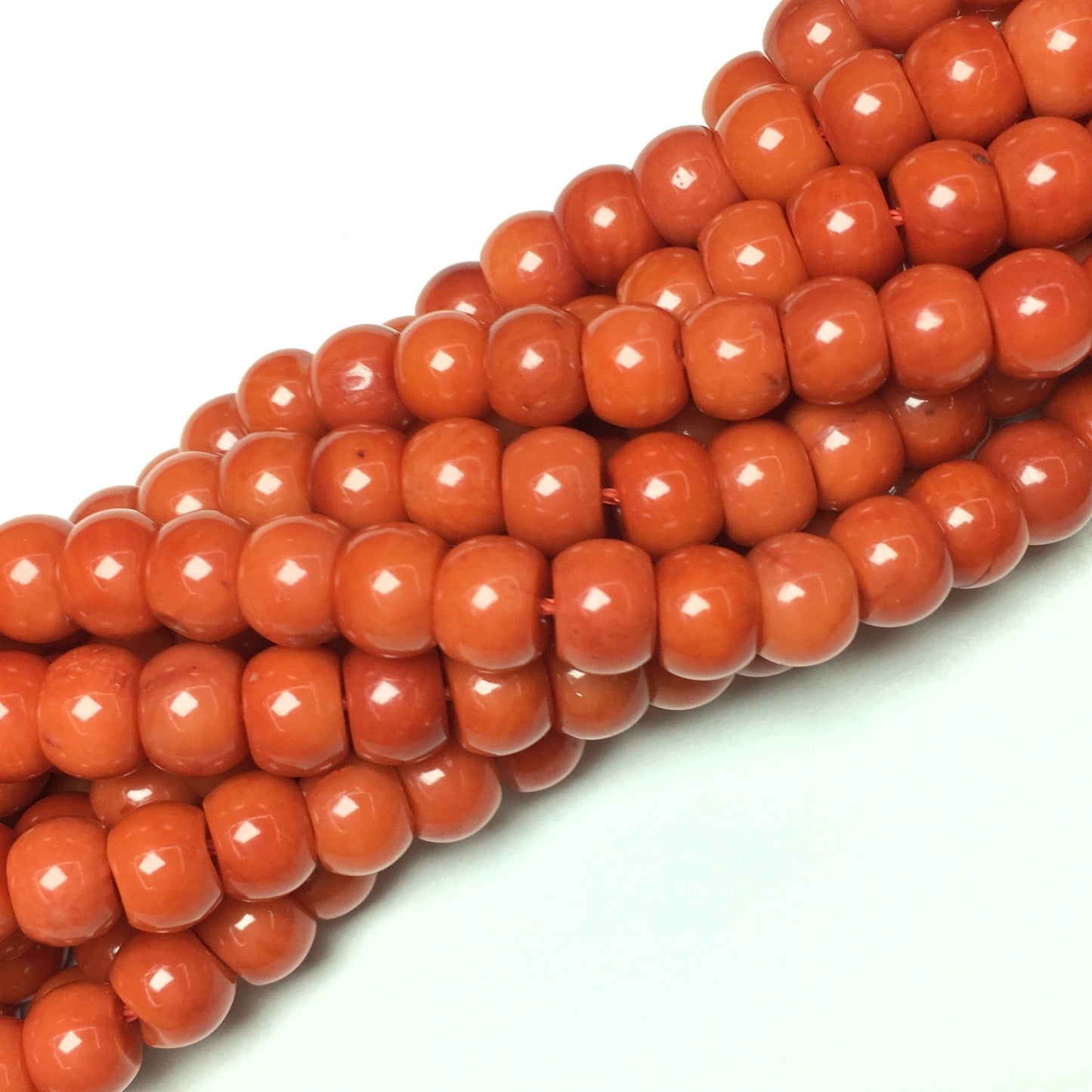 Natural Orange Coral Rondelle Beads