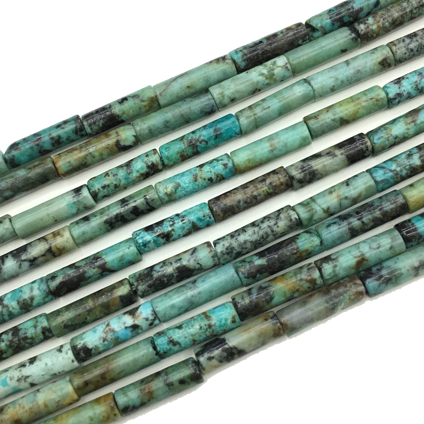 Natural African Turquoise Tube Shape Beads 4x13mm