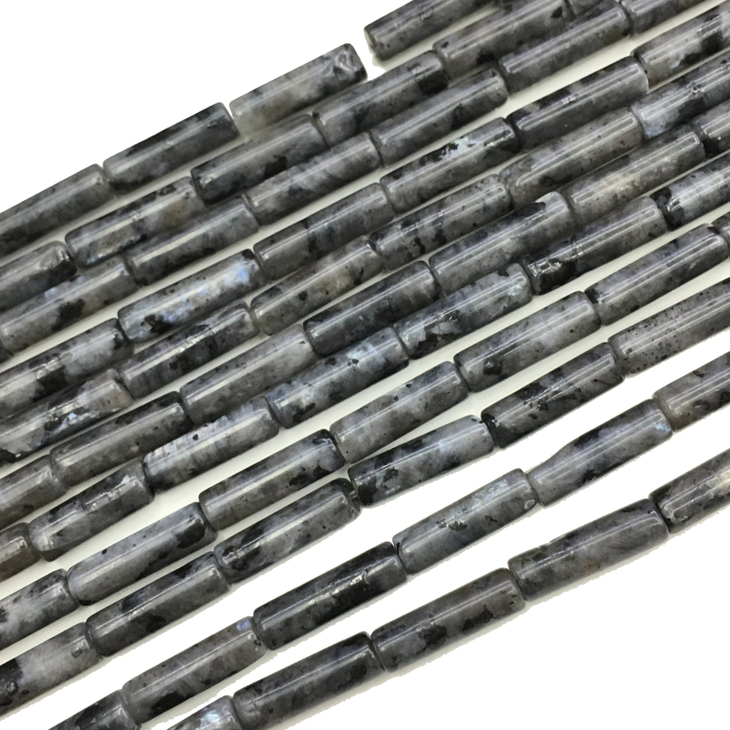 Natural Black Labradorite Tube Shape 4X13MM