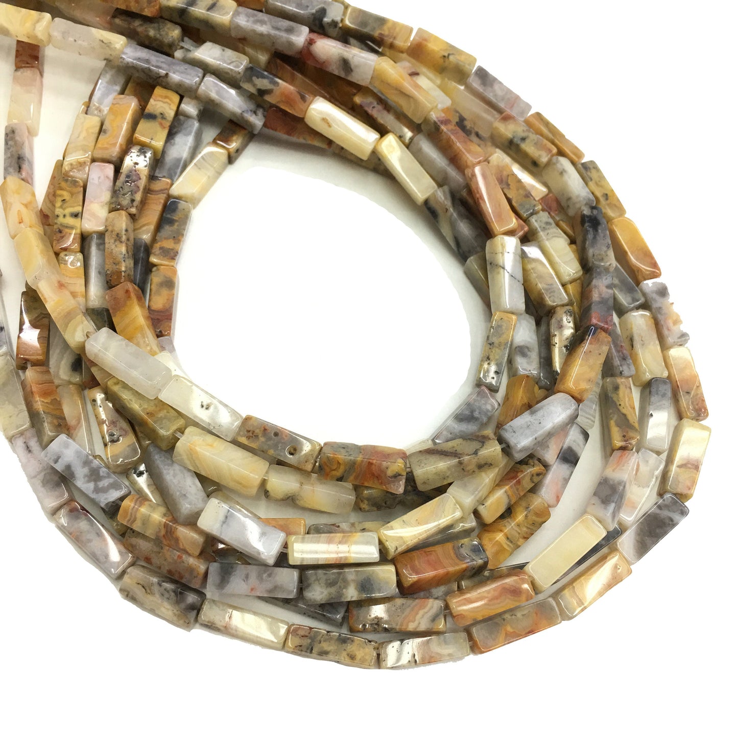 Natural Crazy Lace Agate Tube Shape Beads 4X13MM