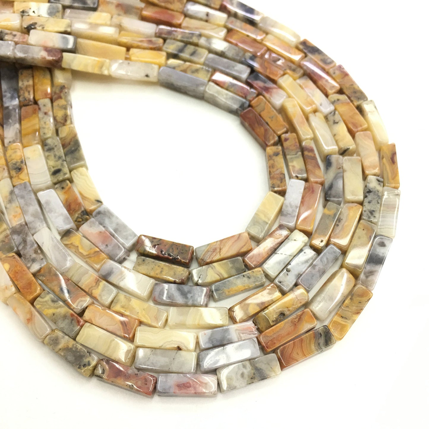 Natural Crazy Lace Agate Tube Shape Beads 4X13MM