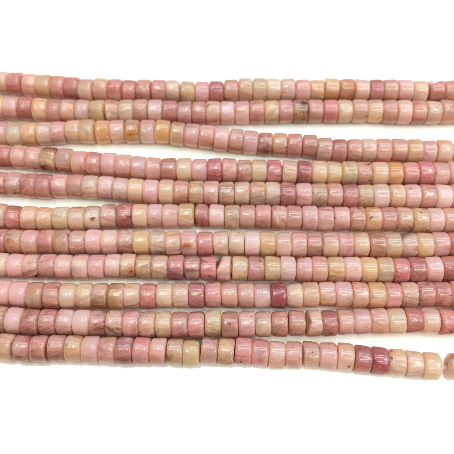 Natural Pink Rhodonite HeiShi Shape Beads Tube 2X4MM