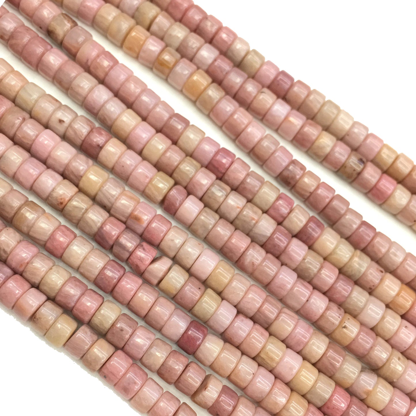 Natural Pink Rhodonite HeiShi Shape Beads Tube 2X4MM