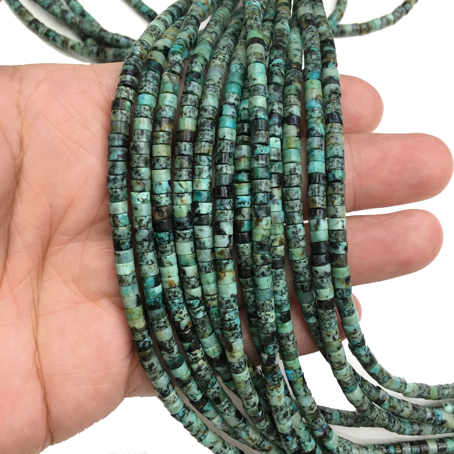 Natural African Turquoise HeiShi Shape Beads Tube 2X4MM
