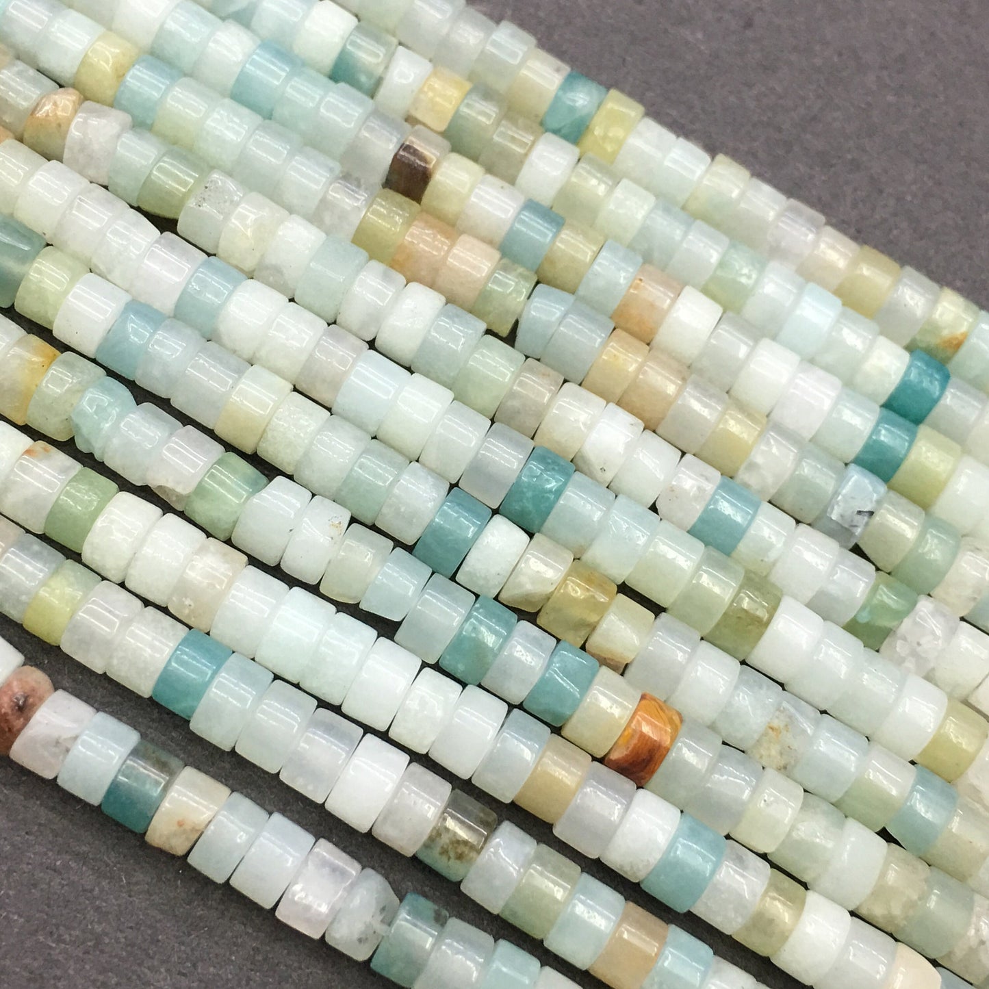 Natural Amazonite HeiShi Shape Tube Beads 2X4MM