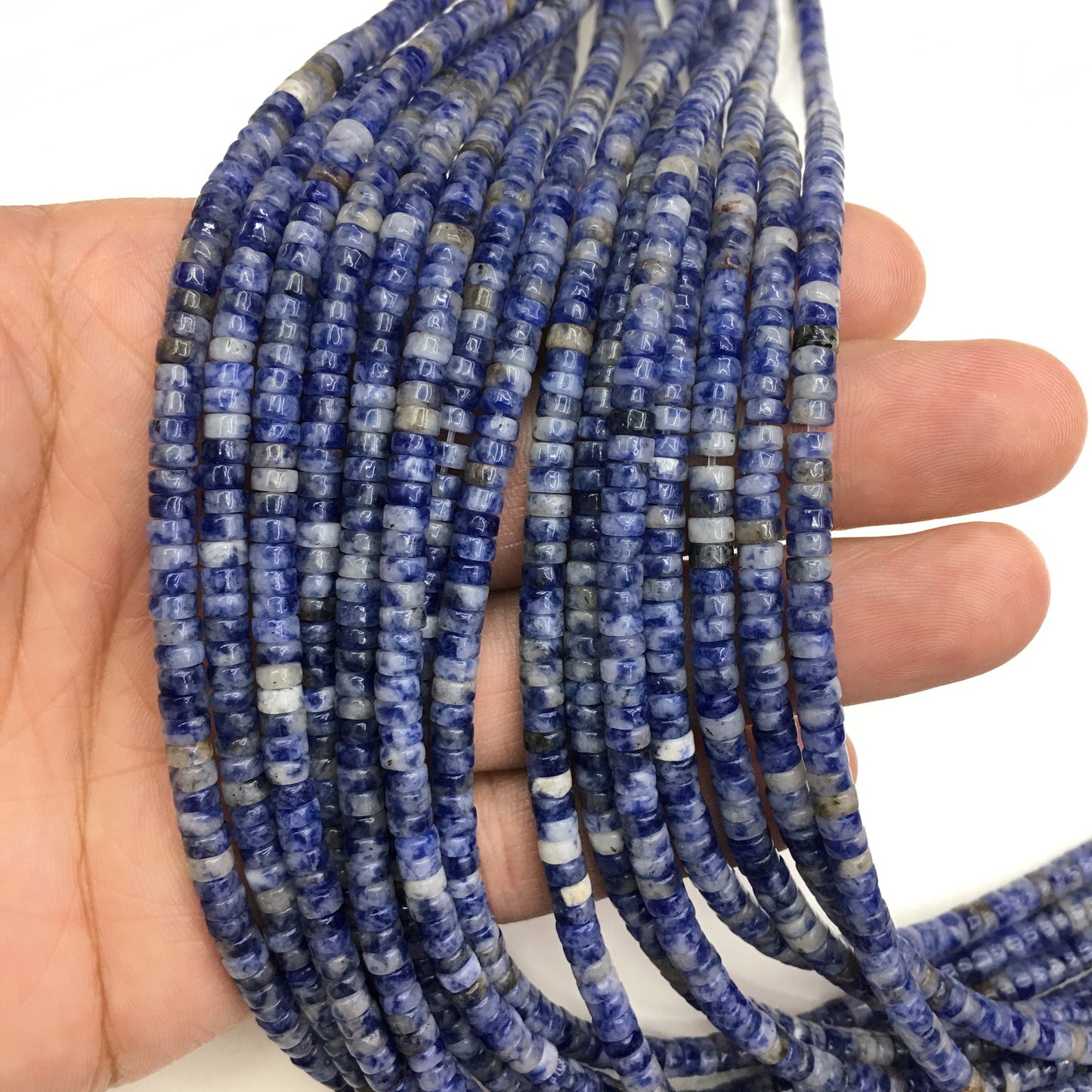 Natural Blue Sodalite HeiShi Shape Beads Tube 2X4MM