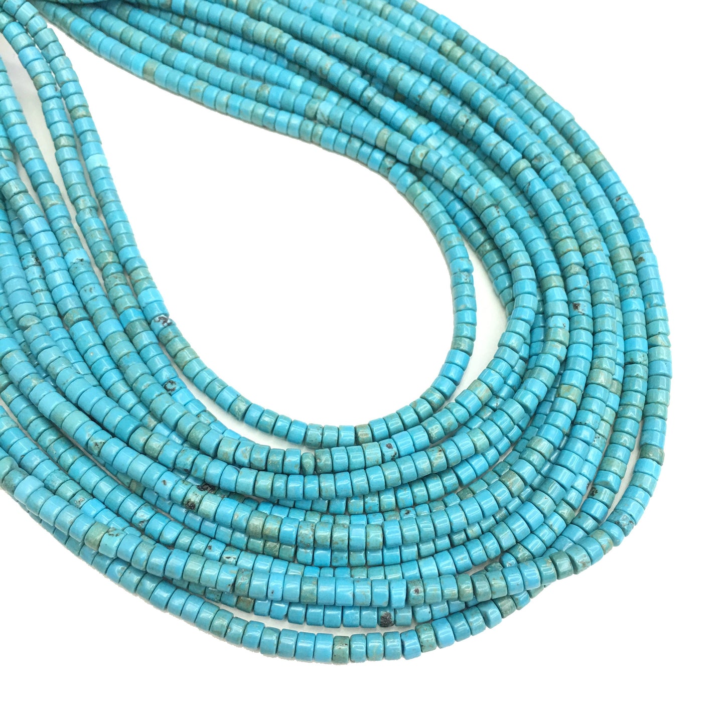 Natural Blue Turquoise HeiShi Shape Tube Beads 2X4MM